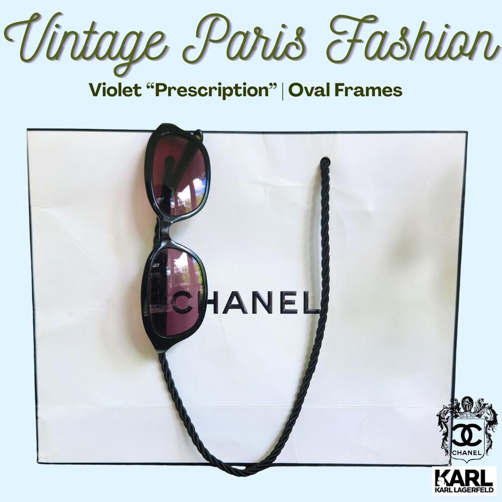 Vtg Chanel Eyewear Frames | Lagerfeld 1990s Black Oval PRESCRIPTION Eye Glass